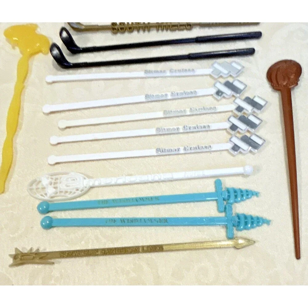 Vintage Advertising Mixed Lot Swizzle Sticks, Plastic, Multicolor Lot of 28